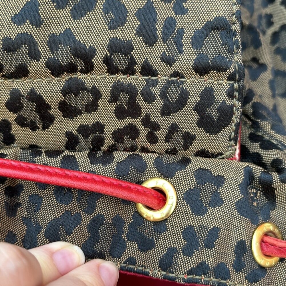Fendi Leopard Print Backpack with Red Trim - Picture 12 of 16